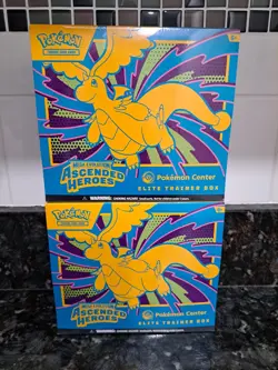 POKEMON CENTER EXCLUSIVE Mega Evolution ASCENDED HEROES ETB IN HAND x2 - Image 1