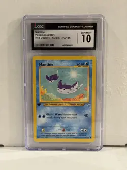 Mantine 1st Edition Neo Destiny 74/105 Pokemon CGC GEM MINT 10 (POP 47) - Image 1
