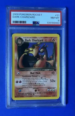 2000 Pokemon Rocket #21 DARK CHARIZARD PSA 8 NM-MT - Image 1