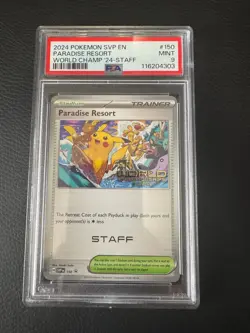 Pokemon Card PSA 9 Paradise Resort STAFF Promo World Championship SVP 150 2024 - Image 1