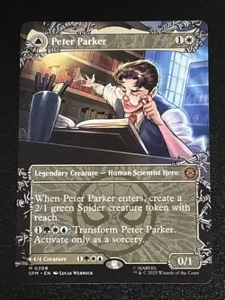 MTG Universes Beyond: Spider-man Peter Parker Borderless 0208 NM Mythic - Image 1