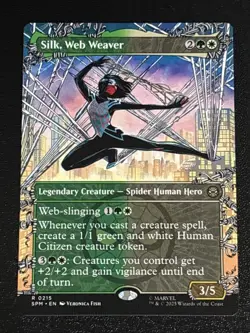 MTG Universes Beyond: Spider-man Silk, Web Weaver Borderless 0215 NM Rare - Image 1
