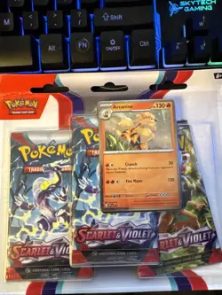 Sealed Pokemon TCG Scarlet and Violet 3-Pack Blisters Set of Arcanine Promo - Image 1