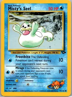 Pokemon TCG Mistys Seel 91/132 Gym Challenge LP - Image 1