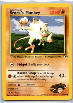 Pokemon TCG Brocks Mankey 68/132 Gym Heroes LP - Image 1