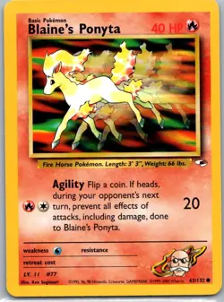 Pokemon TCG Blaines Ponyta 63/132 Gym Heroes NM - Image 1