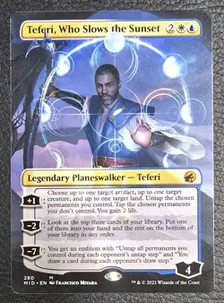 Teferi, Who Slows the Sunset (Borderless) #280 NM Midnight Hunt MID Magic MTG - Image 1