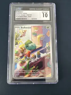 CGC 10 GEM MINT Bulbasaur 143/142 Stellar Crown Illustration Rare Holo Pokemon - Image 3