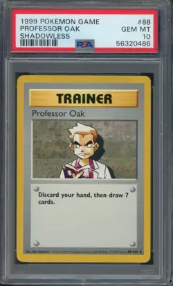 PROFESSOR OAK #88 PSA 10 1999 POKEMON WOTC SHADOWLESS BASE SET - Image 1