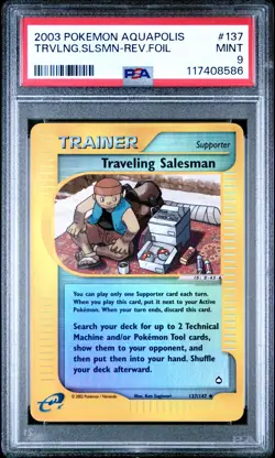 2003 POKEMON AQUAPOLIS #137 TRAVELING SALESMAN-REVERSE FOIL PSA 9 - Image 1