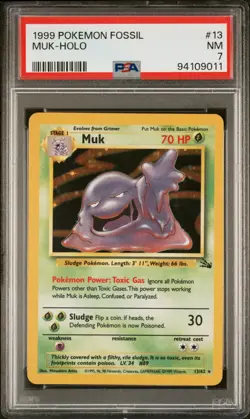 PSA 7 - 1999 Pokemon Fossil MUK HOLO #13 (9011) - Image 1