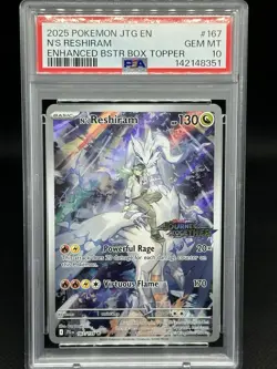 PSA 10 N's Reshiram 167/159 Pokemon Journey Together Enhanced Box Topper Stamped - Image 1
