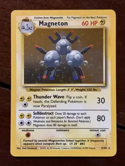 Pokemon Base Set Magneton 9/102 Holo Rare MP - Image 1