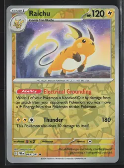 Pokemon TCG Raichu 019/091 - Paldean Fates - Reverse Holo NM - Image 1