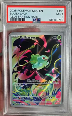 2025 Pokemon Mega Evolution Bulbasaur 133/132 Illustration Rare PSA 9 - Image 1