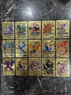 Pokemon Pikachu Gold Foil Cards All Different Cards Types 15 Cards In Total - Image 1