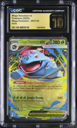CGC Pristine 10 Mega Venusaur ex 003/132 Holo Mega Evolution Pokemon Card - Image 1