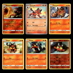 6x Incineroar Lot Torracat Litten 17 Sun Moon Shining Legends Pokemon Cards Set - Image 1