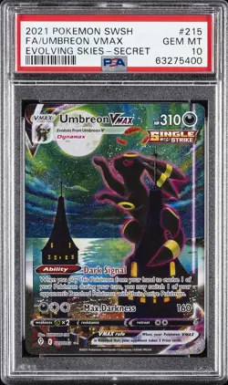 2021 POKEMON SWORD & SHIELD EVOLVING SKIES SECRET FULL ART/UMBREON VMAX PSA 10 - Image 1