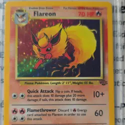 Pokemon Flareon Jungle Holo Rare 3/64 70 HP Card 1999 English Stage 1 - Image 1