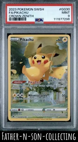 2023 PIKACHU PSA 9 FULL ART Crown Zenith GG30 Pokemon Sword & Shield SWSH MINT - Image 1