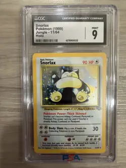 1999 Pokemon Jungle Snorlax CGC 9 Mint Holo #11 - Image 1