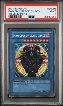 2007 YU-GI-OH! PREM PACK #EN001 MAGICIAN OF BLACK CHAOS PSA 9 - Image 1