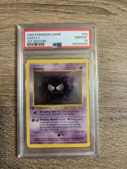 Pokemon PSA 10 GEM MINT Gastly 1st Edition Base Set Shadowless 1999 Card 50/102 - Image 1