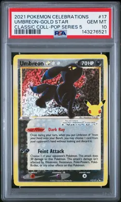 Umbreon-Gold Star #17 PSA 10 GEM 2021 POKEMON CELEBRATIONS CLASSIC COLLECTION - Image 1