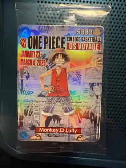 🔥One Piece Monkey D. Luffy College Basketball US Voyage Promo Card. - Image 1