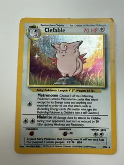 Clefable Jungle Pokemon TCG Card Holo Rare No Symbol Error 1/64 MP Vintage - Image 1
