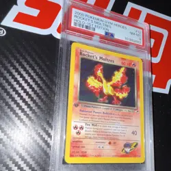 Pokemon TCG Rocket's Moltres Holo Rare Gym Heroes 1st Edition PSA 8 - Image 2