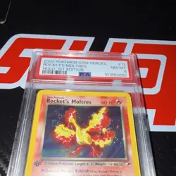 Pokemon TCG Rocket's Moltres Holo Rare Gym Heroes 1st Edition PSA 8 - Image 4