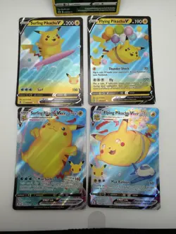 Surfing Pikachu & Flying Pikachu V & Vmax 4 Card Set Pokemon TCG Celebrations NM - Image 2