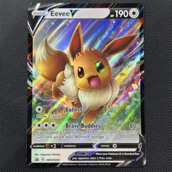 Pokemon Eevee v SWSH065 2020 Black Star Promo Card Near Mint Condition - Image 1
