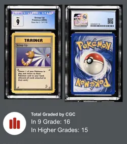CGC 9 MINT Scoop Up Trainer 2000 Base Set 2 Pokemon Card 107/130 Rare - Image 3