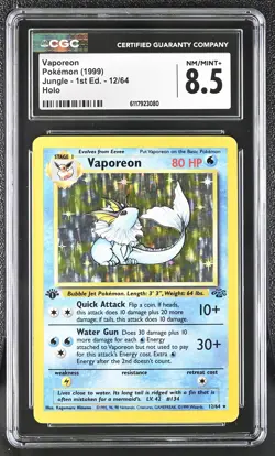 CGC 8.5 Vaporeon 1999 Jungle 1st Edition 12/64 Holo Pokemon Card - Image 1