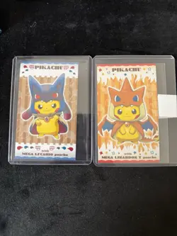 2016 Poncho Pikachu Charizard Y Mega Business Card Japanese Pokemon Center Promo - Image 1