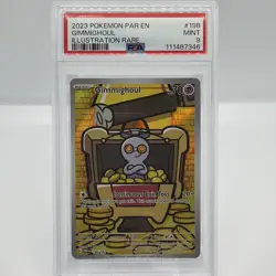 Pokemon Gimmighoul TCG 198/182 SV04 Paradox Rift Illustration Rare PSA 9 - Image 1