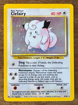 Clefairy 5/102 Base Set Holo Rare Pokemon TCG - Image 1