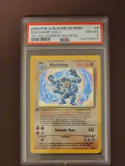 Pokemon TCG Machamp Holo Rare 1st Edition Base Set 8/102 PSA 8 - Image 1