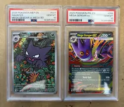 2025 POKEMON HAUNTER #027 MEP STAR PROMO & MEGA GENGAR 056 SEQUENTIAL NUM PSA 10 - Image 1