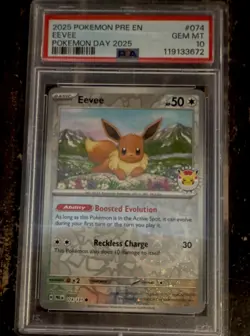 Pokemon Eevee 074/131 Pokemon Day 2025 Promo Holo Stamped PSA 10 GEM MT - Image 1