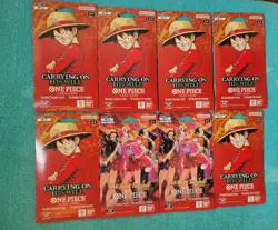 Lot of 8 One Piece Sleeved Booster Packs 6 OP-13 Boosters and 2 EB-03 Boosters - Image 1