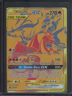 Pokemon TCG Reshiram & Charizard GX SM247 Sun & Moon Promo Miscut Error - Image 1