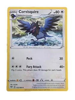 New: 2020 Pokemon TCG Corvisquire 155 Swsh03: Darkness Ablaze Regular Uncommon - Image 1