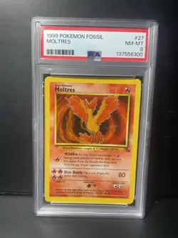 1999 Pokemon Moltres Fossil #27/62 PSA 8 Near Mint Slab (ENG) - Image 2