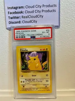 1999 Pokemon Game 58 Pikachu E3 Stamp Yellow Cheeks PSA 6 - Image 1