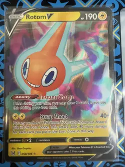Pokemon TCG Rotom V Sword & Shield - Lost Origin 058/196 Holo Ultra Rare - Image 1