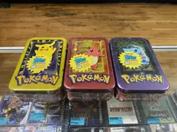 Topps Pokemon Cards Set 7 Packs TV Animation Edition Tins Sealed 1999 X3 Rare - Image 1